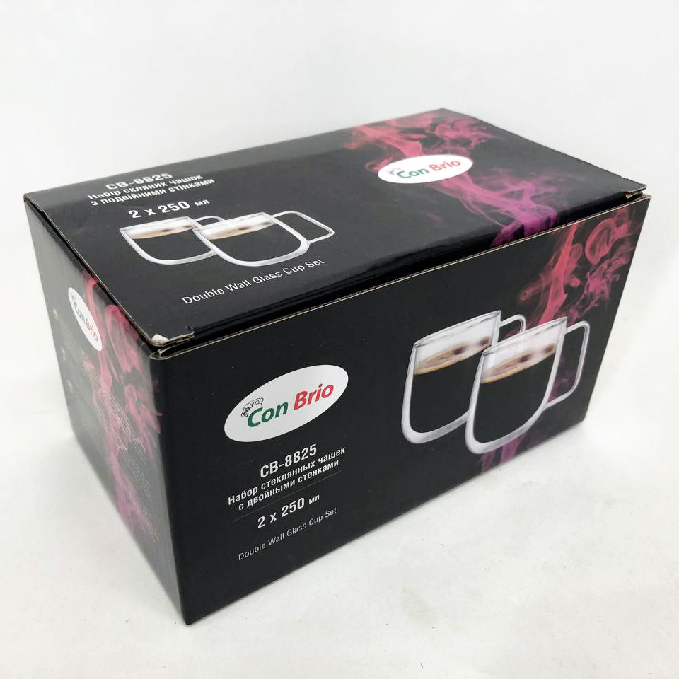 Стеклянные чайные чашки с двойными стенками, Набор чашек с двойными стенками хорошего качевства JT-44 Львов - изображение 3