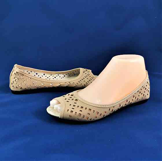 .Жінні Літні Балетки з відкритим Носиком Бежеві Мокасини Туфлі (розміри: 36,37,38,39) — 05-6 Дніпро