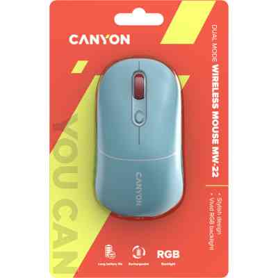 Мишка Canyon MW-22 Dual Band RGB Wireless Dark Cyan (CNS-CMSW22DC) Вінниця