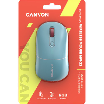 Мишка Canyon MW-22 Dual Band RGB Wireless Dark Cyan (CNS-CMSW22DC) Вінниця - фото 6