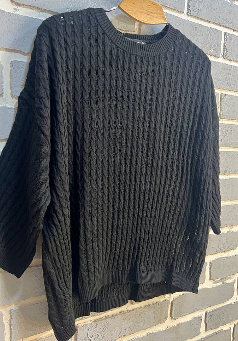 Джемпер женский KARON 10646 полупрозрачный реглан ажурная вязка косичка короткий рукав one size, черный, one size Киев - изображение 5