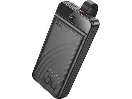 Power Bank 30000mAh J123B 3A/3USB/QC3.0/22.5W/PD20W/LED дисплей/ліхтарик чорний ТМ Hoco Київ