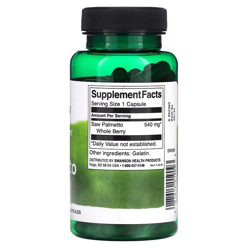 Пальма Сереноа (ягода) Swanson Saw Palmetto 540 mg, 100Capsules Луцьк - фото 2