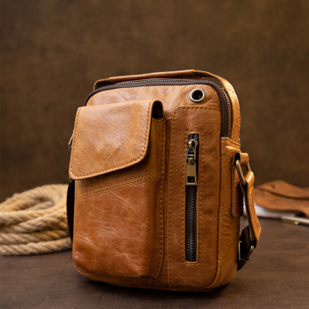 Мессенджер с отверстием для наушников мужской Рыжий (Vintage) Киев - изображение 2
