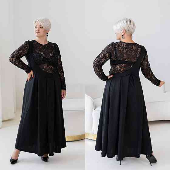 Жіночий стильний комплект: лонгслів і плаття батал трикотаж + гіпюр 52/54 Одеса