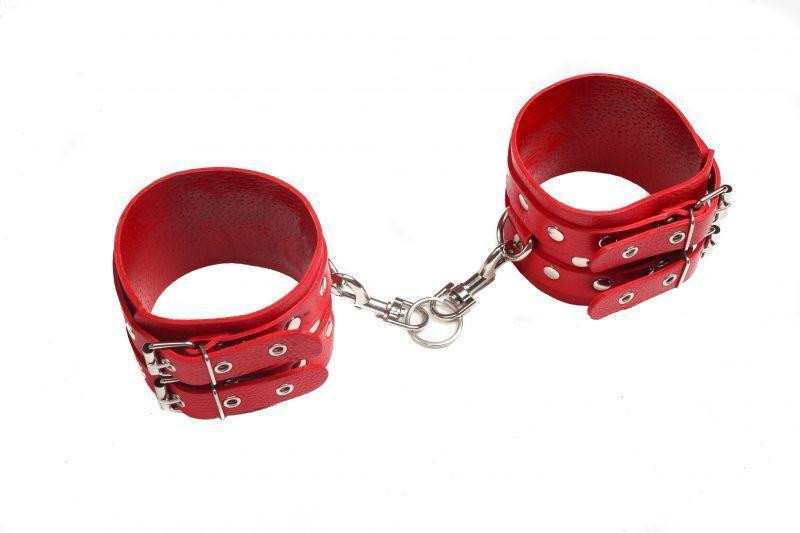 Оковы Leather Double Fix Leg Cuffs, Red Sex Aura Київ - фото 1
