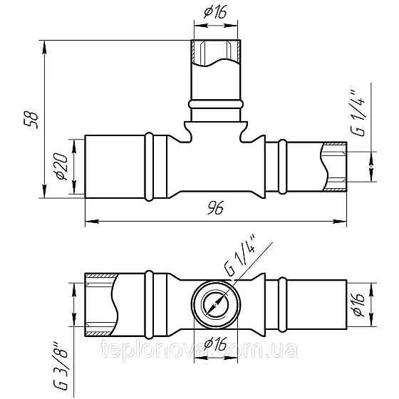 Тройник промежуточный пресс APE AP 131 20х16х16 ITALY Черновцы