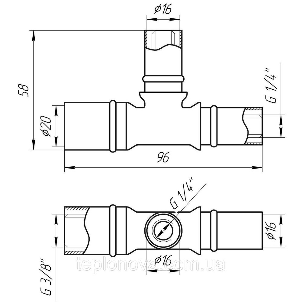 Трійник проміжний прес APE AP 131 20х16х16 ITALY Чернівці - фото 3