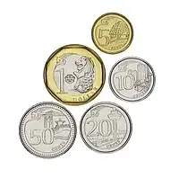 Сінгапур набір із 5 монет 2013 UNC 5, 10, 20, 50 міліграмів, 1 долар Полтава
