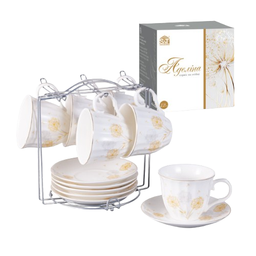 Сервіз чайний Парасольки Аделіна 12 предметів (ч.250мл + блюдце d14см) на стійці S&T Житомир - фото 1
