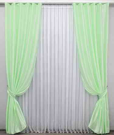 Комплект готових штор VR-Textil Атлас № 739ш Салатовий 100х270 см 2 шт (31-208) Київ