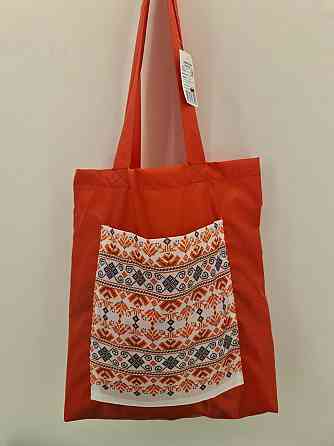 Сумка з кишенею "Вишиванка" 01 40х35 см ручка 60 см червона горизонтальна (1 шт.) Харків