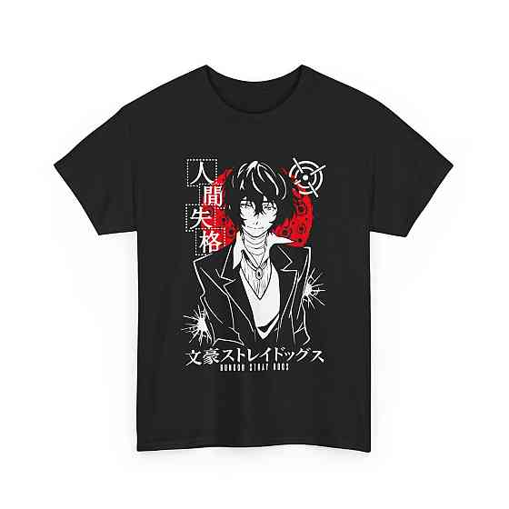 Футболка для хлопчика з аніме принтом Дазаі Бунгоу Страй Догс оверсайз (зріст від 165 до 180) Чорний AnimeJ0533m Дніпро