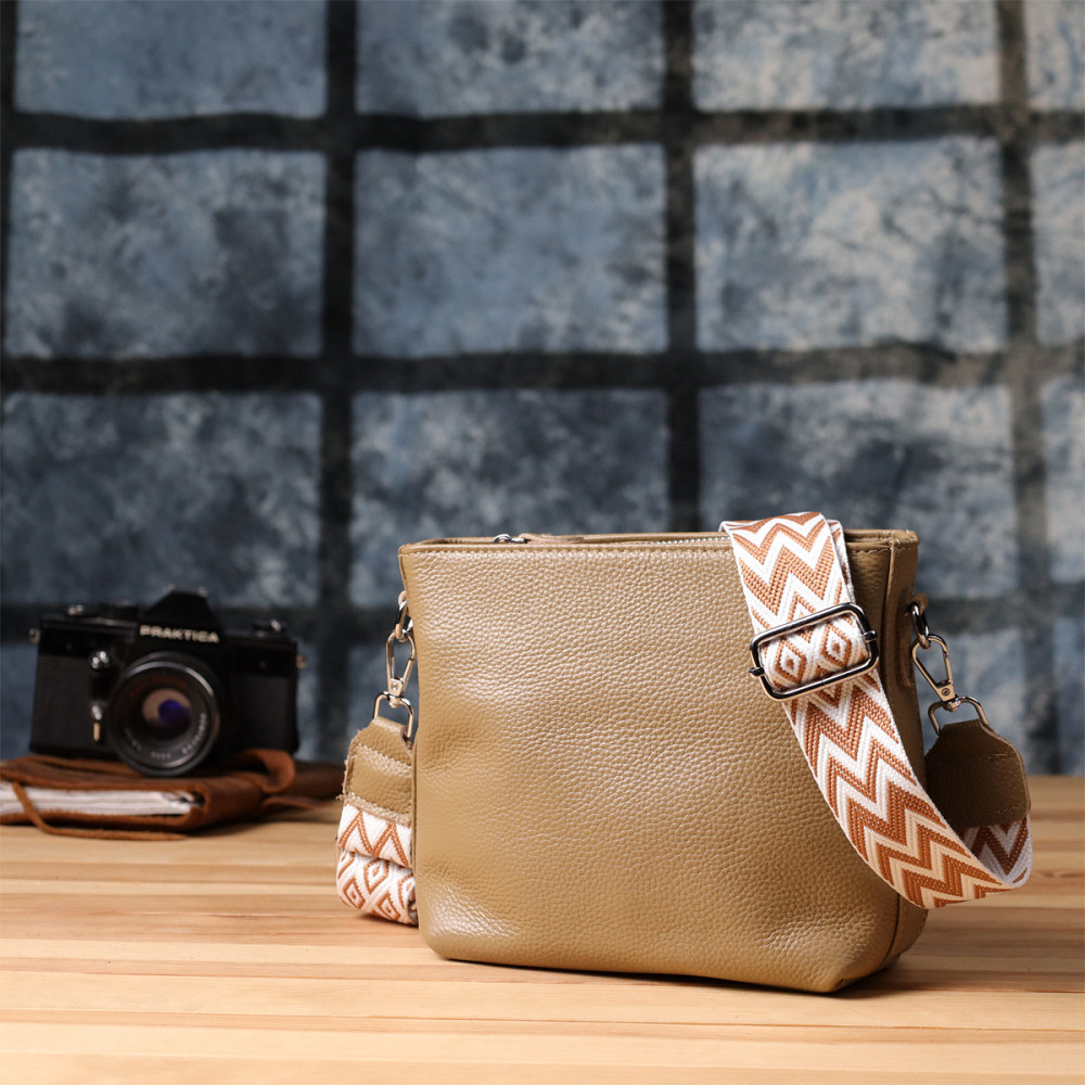 Жіноча шкіряна сумка на плече для повсякденного носіння Vintage 22912 Бежевий Київ - фото 8