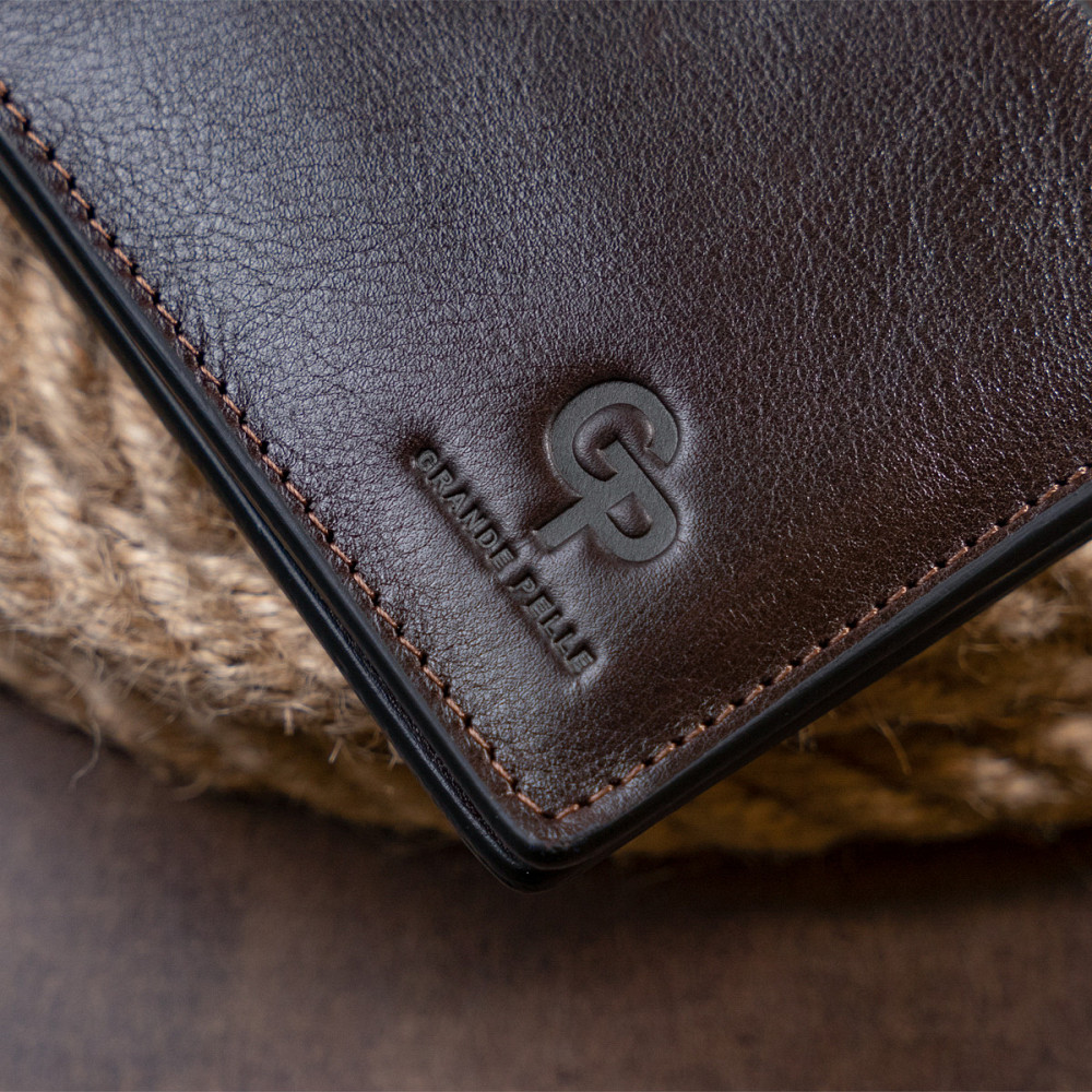 Строгое портмоне в гладкой коже на магнитах GRANDE PELLE 11307 Коричневое Киев - изображение 9