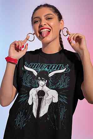 Футболка для хлопчика з аніме принтом Бліч оверсайз (зріст від 165 до 180) Чорний AnimeJ0309m Дніпро