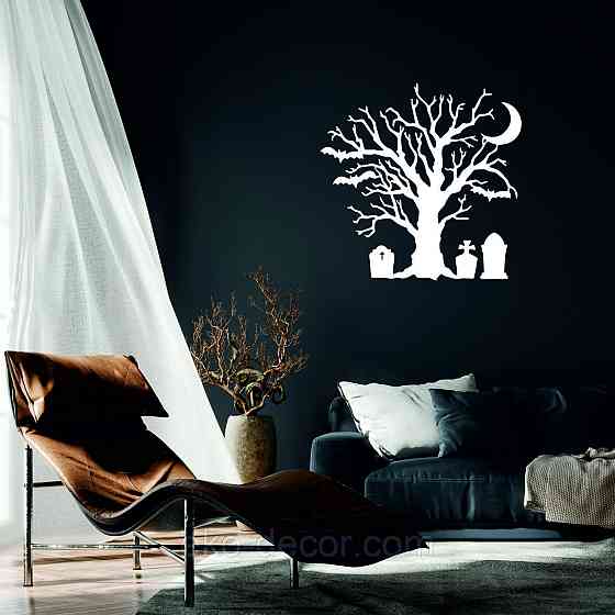 Декоративное настенное 3D Панно «Хэллоуин», Декор на стену с объемом 90*90 см, Белый Киев