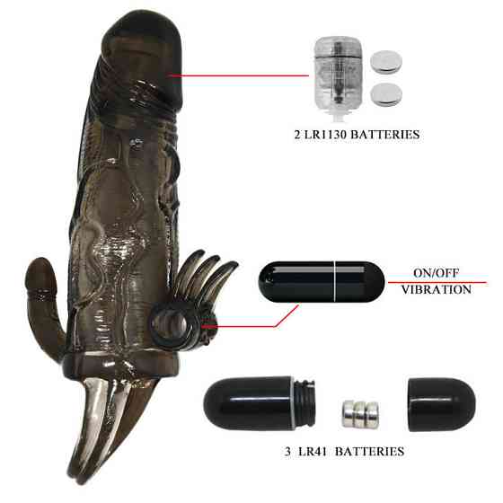 Насадка на член - Brave Man Vibrating Penis Sleeve Black Sex Aura Київ