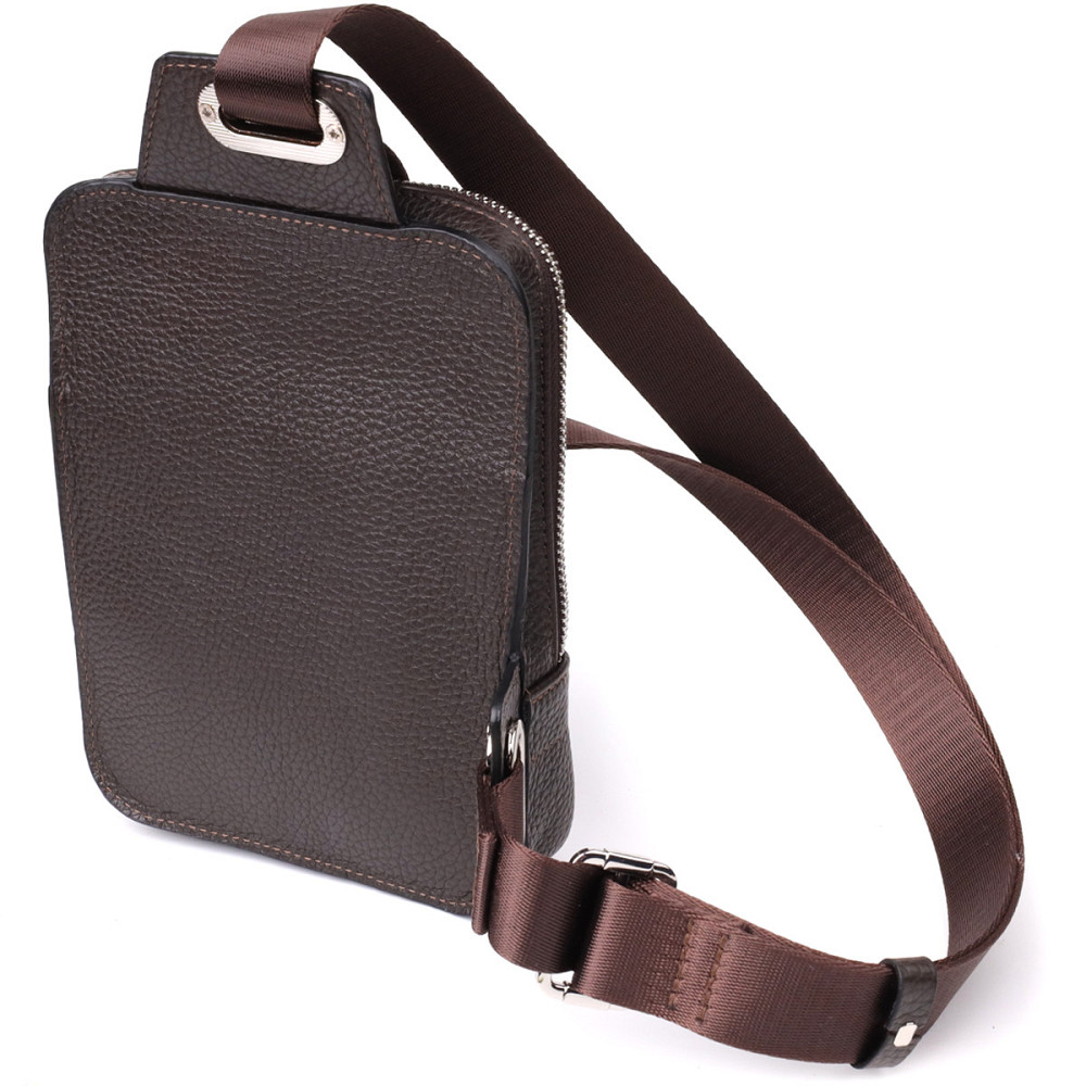 Прямоугольная сумка бананка из зернистой натуральной кожи GRANDE PELLE 22878 Коричневая Киев - изображение 10