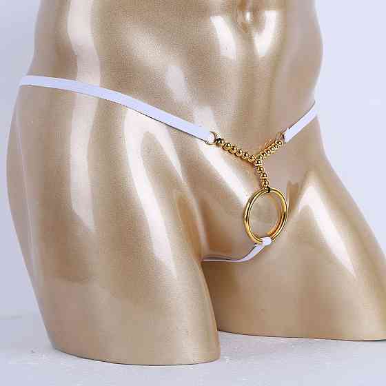 Стринги мужские эротические с кольцом универсальный белый Киев