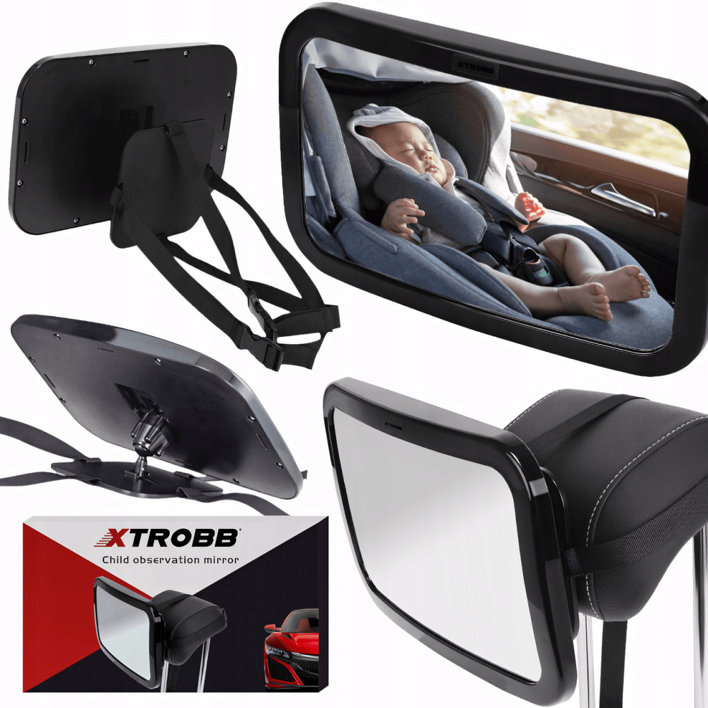 Дзеркало для спостереження за дітьми 30x20 см з ременем Xtrobb (8928) Black Нововолинськ - фото 1
