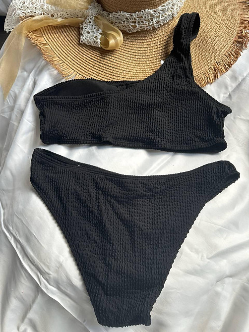 Жіночий роздільний купальник на одне плече Чорний L Харків - фото 2