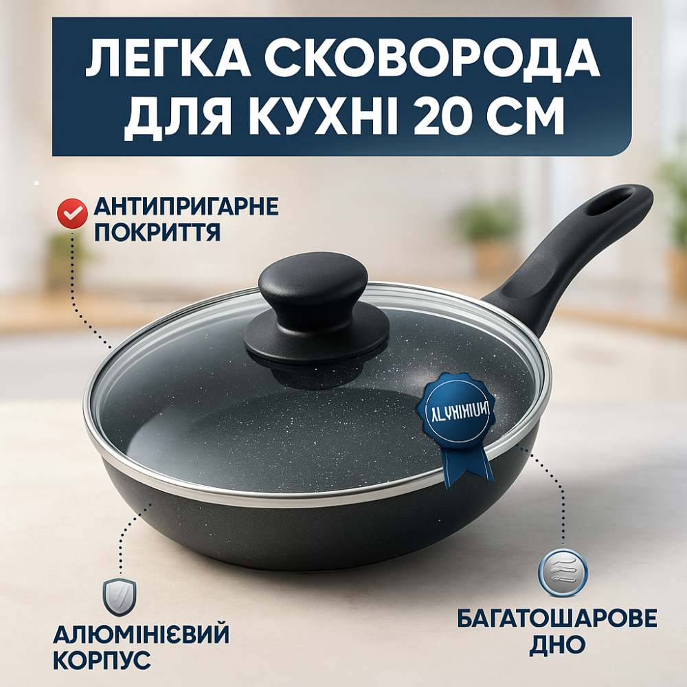 Сковорода с толстым дном UNIQUE UN-5162 20 см, Легкая сковорода для повседневного использования JP-93 Львов - изображение 12