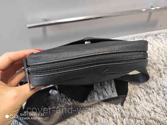 Компактная мужская сумка на плечо из натуральной кожи VIntage Черный Киев