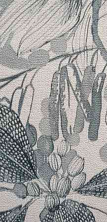 Шпалери вінілові на флізеліні метрові Rasch Novella 1,06х10 квіти листя гілки акварель матові сірі з бірюзою на білому Київ