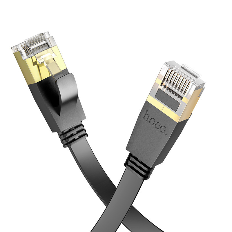 Мережевий кабель HOCO US07 General pure copper flat network cable(L=20M) Black Київ - фото 1