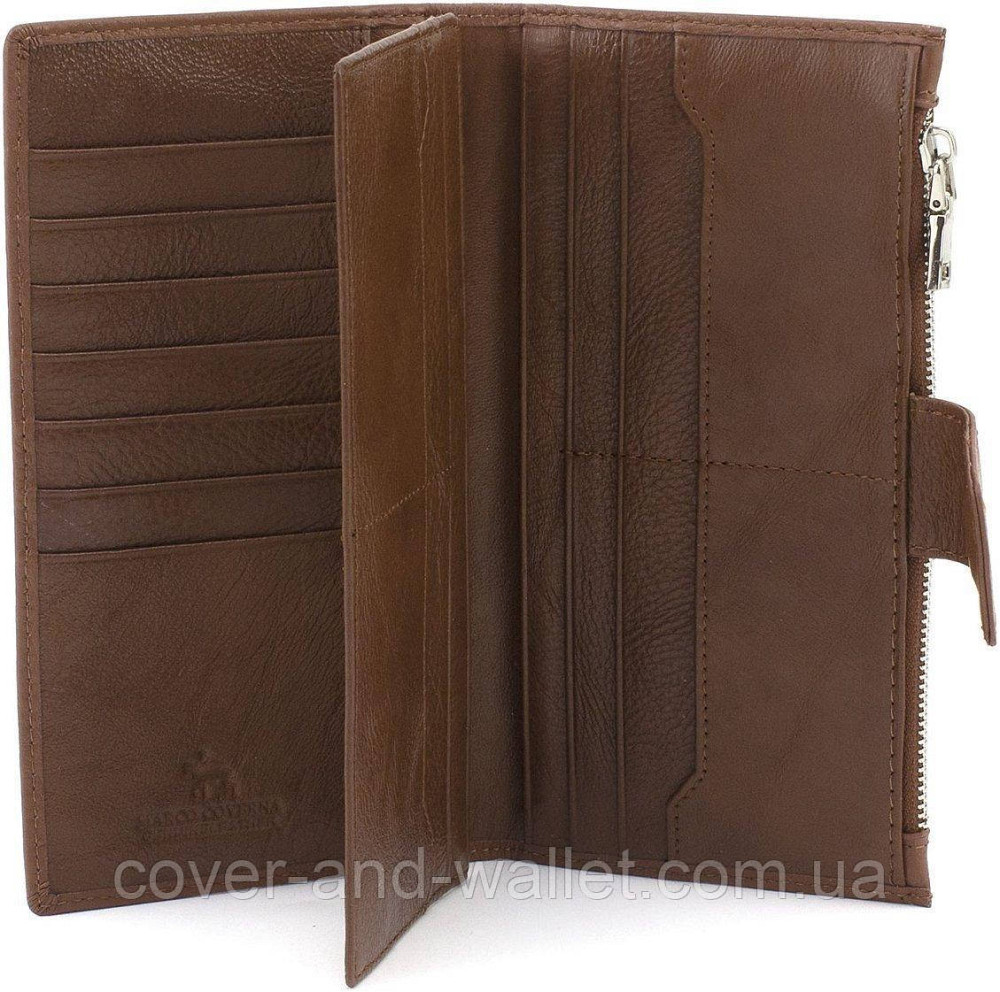 Вертикальный женский купюрник из натуральной кожи коричневого цвета Marco Coverna 0134 Киев - изображение 3