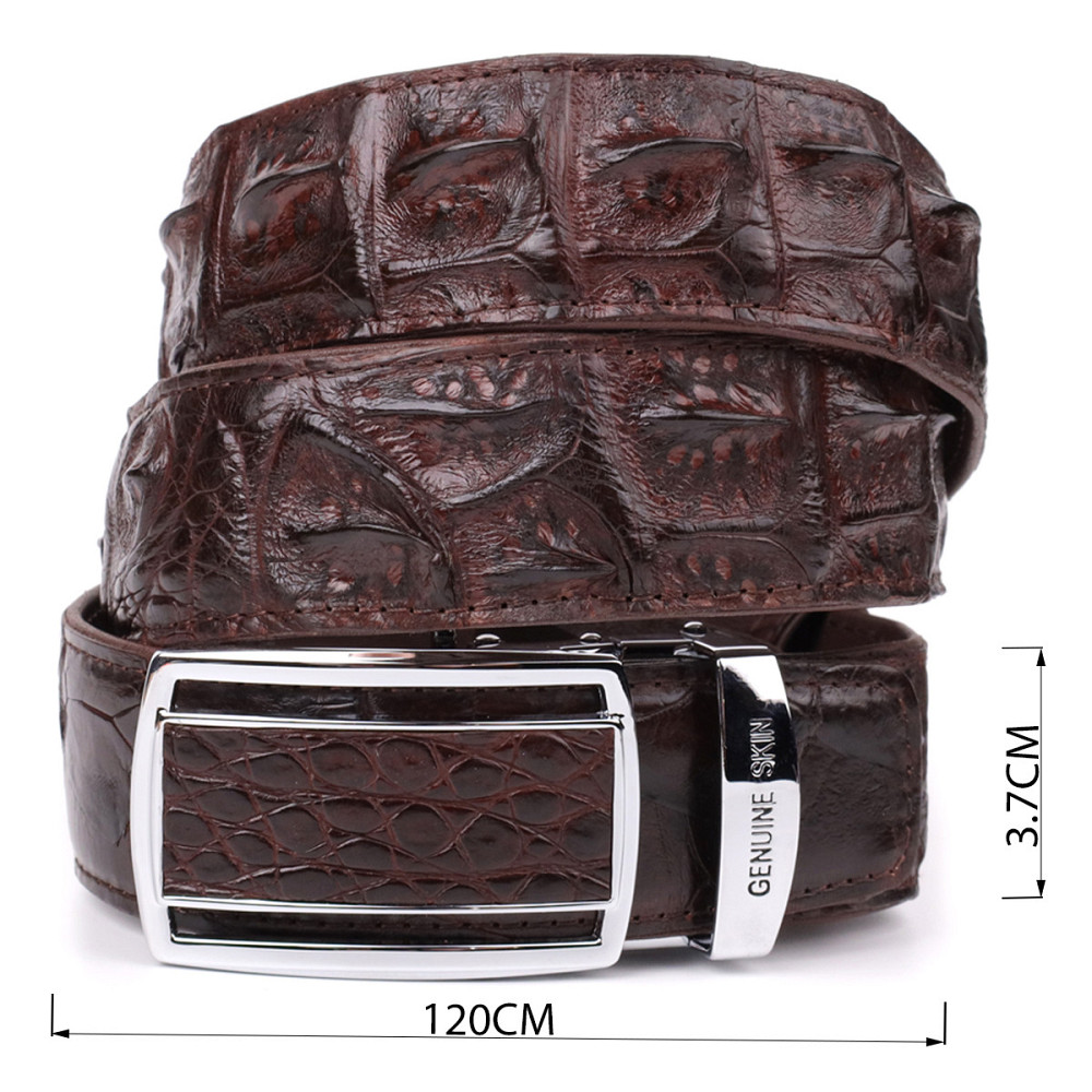 Ремінь-автомат з натуральної шкіри крокодила (каймана) Коричневий (CROCODILE LEATHER) Київ - фото 7