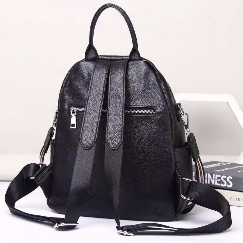 Жіночий рюкзак шкіряний міський з ременцем 23х30х11, сумка на спину для навчання, чорна Кам'янське - фото 10