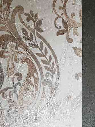 Обои виниловые на флизелине AS creation New-life вензеля крупные золотом серебром на бежевом под штукатурку Киев