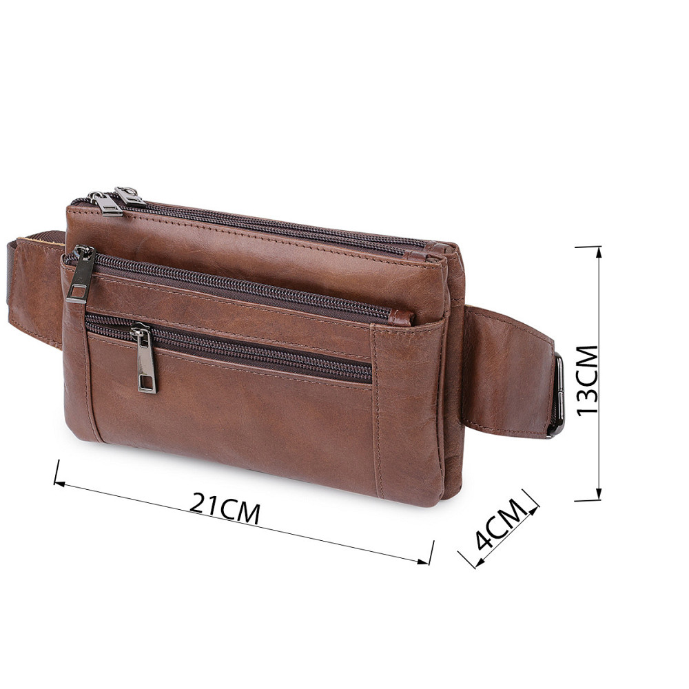 Шкіряна сумка на пояс унісекс Коричневий (Vintage) Київ - фото 7