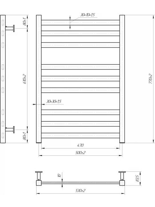 Водяна рушникосушарка Mario INOX Чікаго 770х530/500 Київ - фото 5