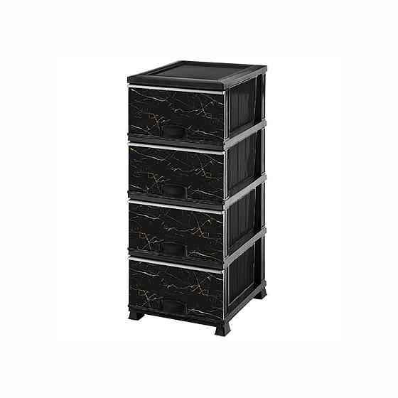 Комод пластиковий Еліф (Elif) чорний мармур. 90х39х48. 4 секции. Одеса