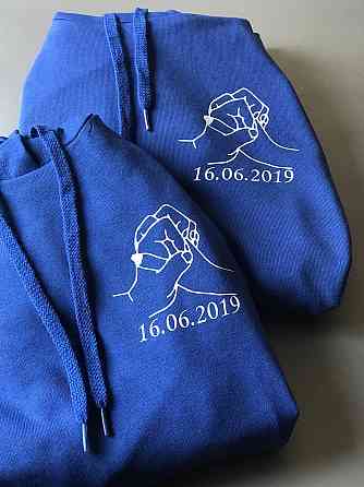 Парні толстовки з капюшоном для хлопця та дівчини з принтом Разом назавжди з датами Чернівці