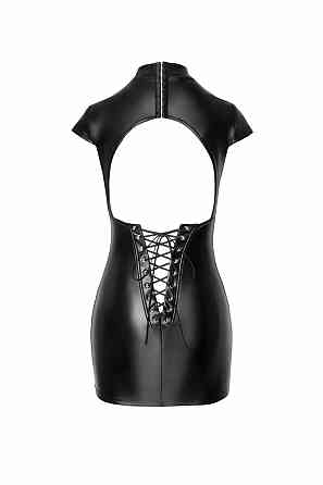 Платье Noir Handmade F309 Fantasy, 3XL, black, мини, под латекс, короткий рукав, шнуровка сзади Sex Aura Киев
