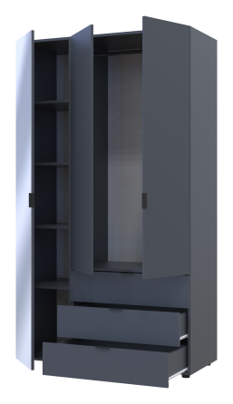 Комплект шкафов для одежды Doros Гелар (2 шт.) 116,5х49,5х203,4 см Зеркало/Графит (DRS-011133) Днепр