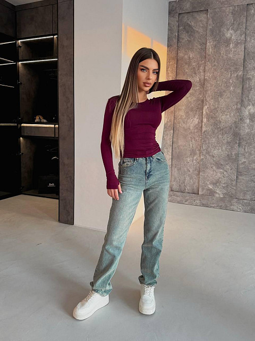 Жіночий базовий лонгслів із мікродайвінгу Бордо Одеса - фото 9