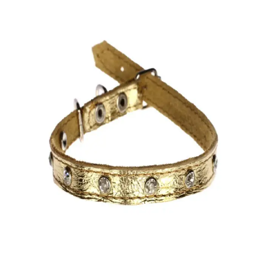 Нашийник 2221 20мм "Перламутр" шкіра подвійний Золотий Вінниця - фото 1