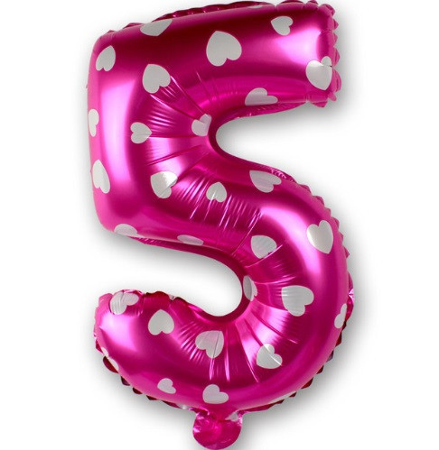 Шарик цифра 5 фольгированная с сердечками 32 дюйма розовый Киев - изображение 1