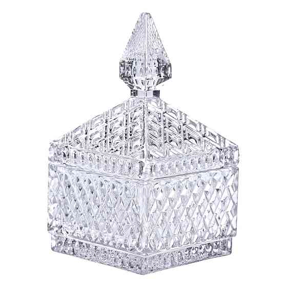 Стеклянная конфетница с крышкой квадратная 8.5 см Киев