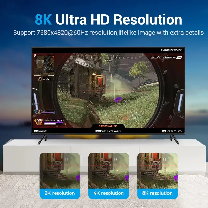 Кабель Vention DisplayPort 1 м, 8K, 4K, 2K, 1080P чорний Київ - фото 7