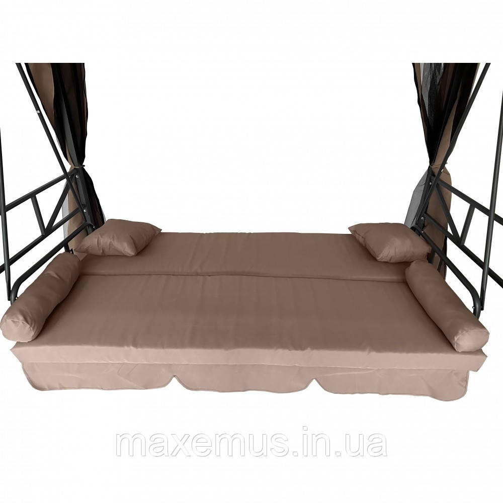 Садовые качели B0 02 с навесом подушками и москитной сеткой качели для сада и дачи коричневая Мостиска - изображение 9