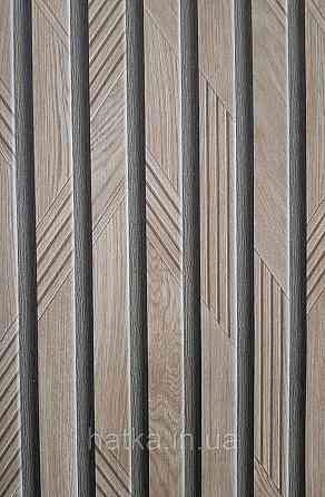 Обои виниловые на флизелине метровые Sintra Edelina полосы под стеновую панель темно коричневые бежевые Киев