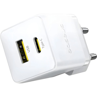 Зарядное устройство Baseus 1xUSB-C 20W + 1xUSB white + cable USB-C to USB-C 60W 1.0m (P10111608213-01) Винница - изображение 9