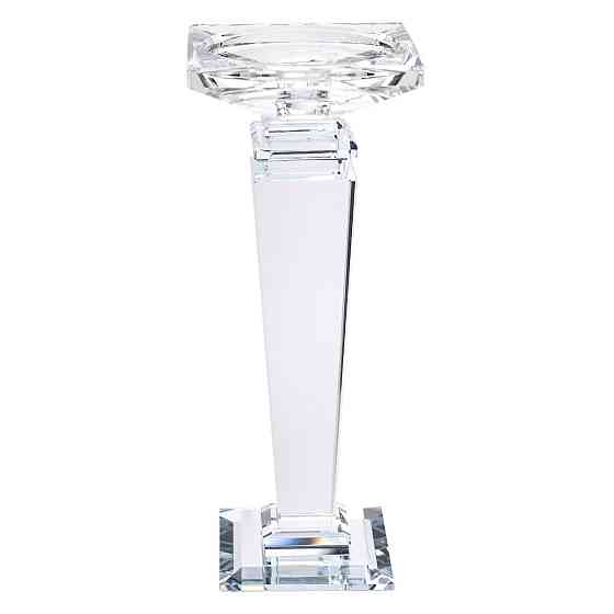 Підсвічник скляний на високій ніжці 9.5×9.5×24 см декоративний прозорий HP-4-54L Київ