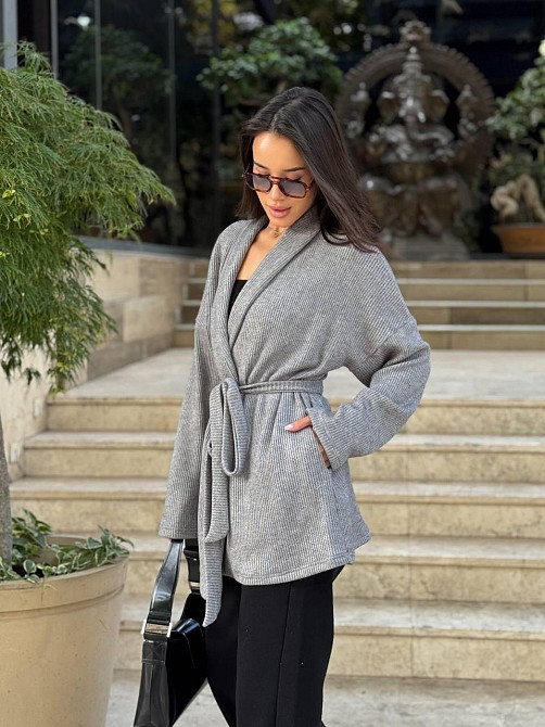 Женский теплый модный кардиган. Графит, 42/44 Одесса - изображение 2